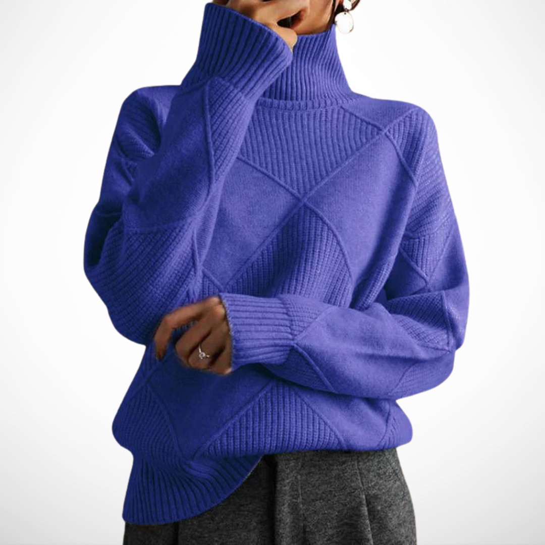 Remmy | Pintakuvioitu poolokauluksinen neulepusero