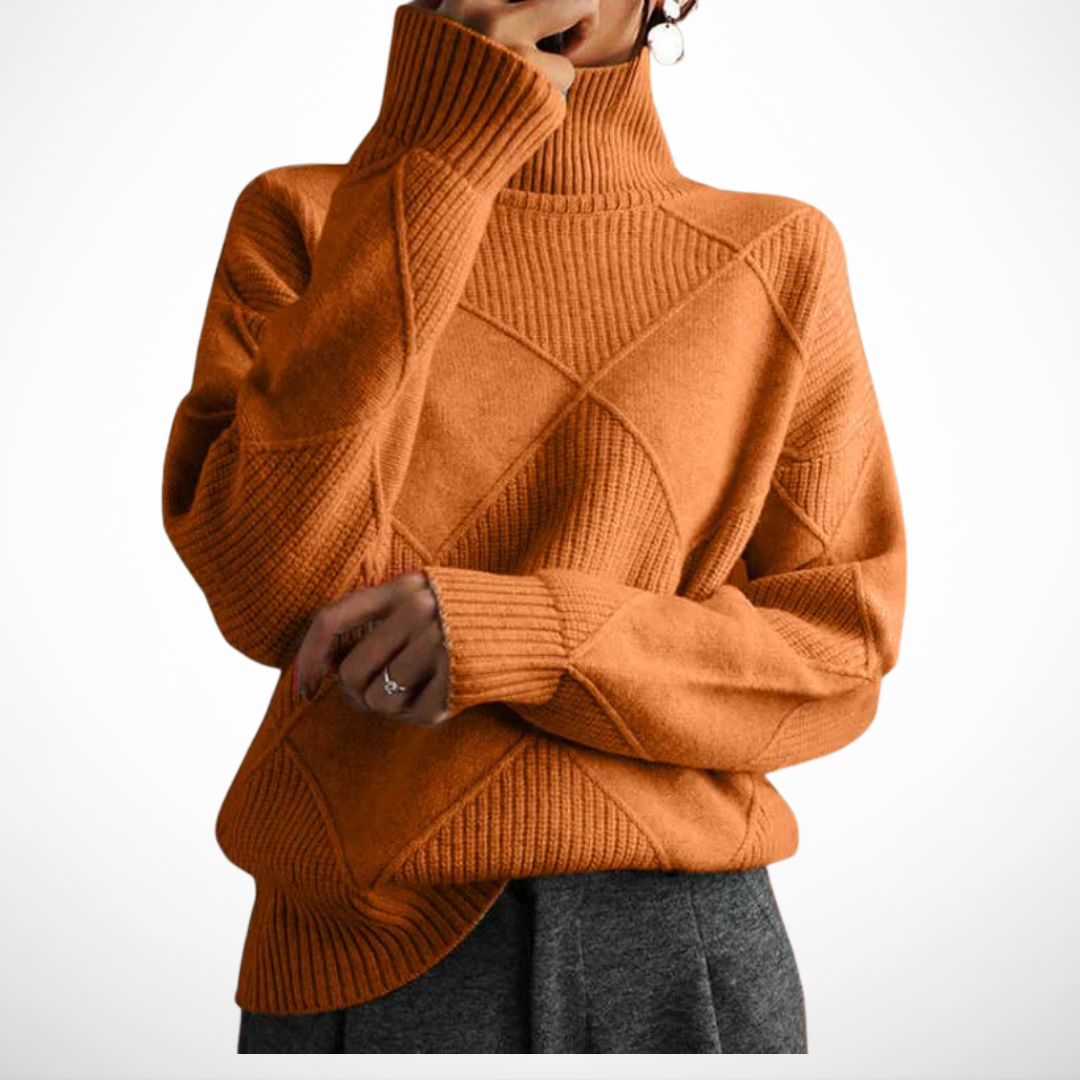 Remmy | Pintakuvioitu poolokauluksinen neulepusero