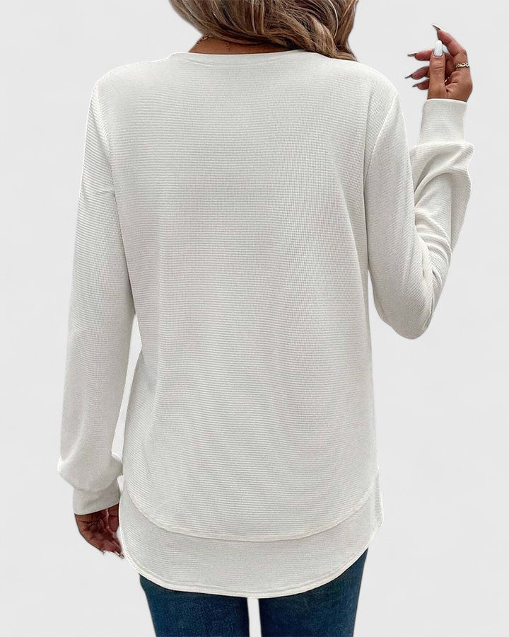 Nadyalyn | Elegantti O-kaula-aukkoinen Pitkähiha