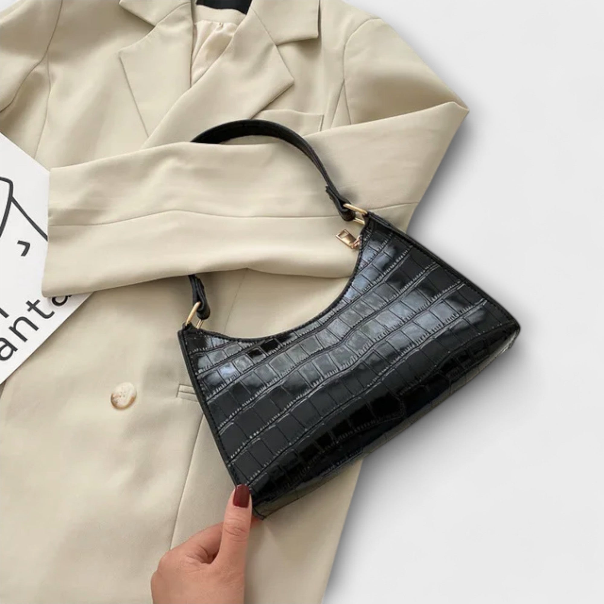 Olivia - Kiiltävä Nahkalaukku