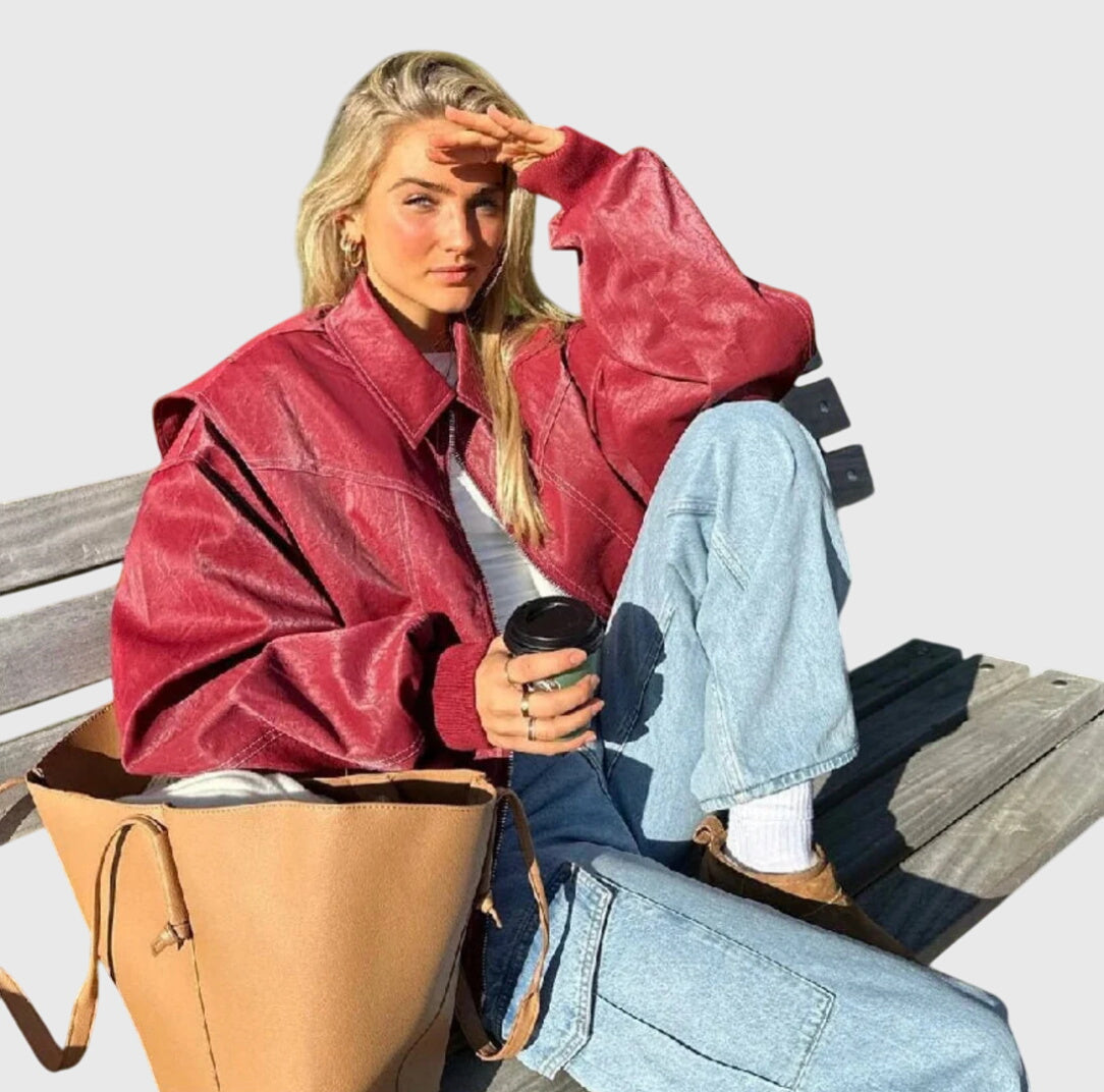 Faye™ - Ylisuuri Nahkatakki