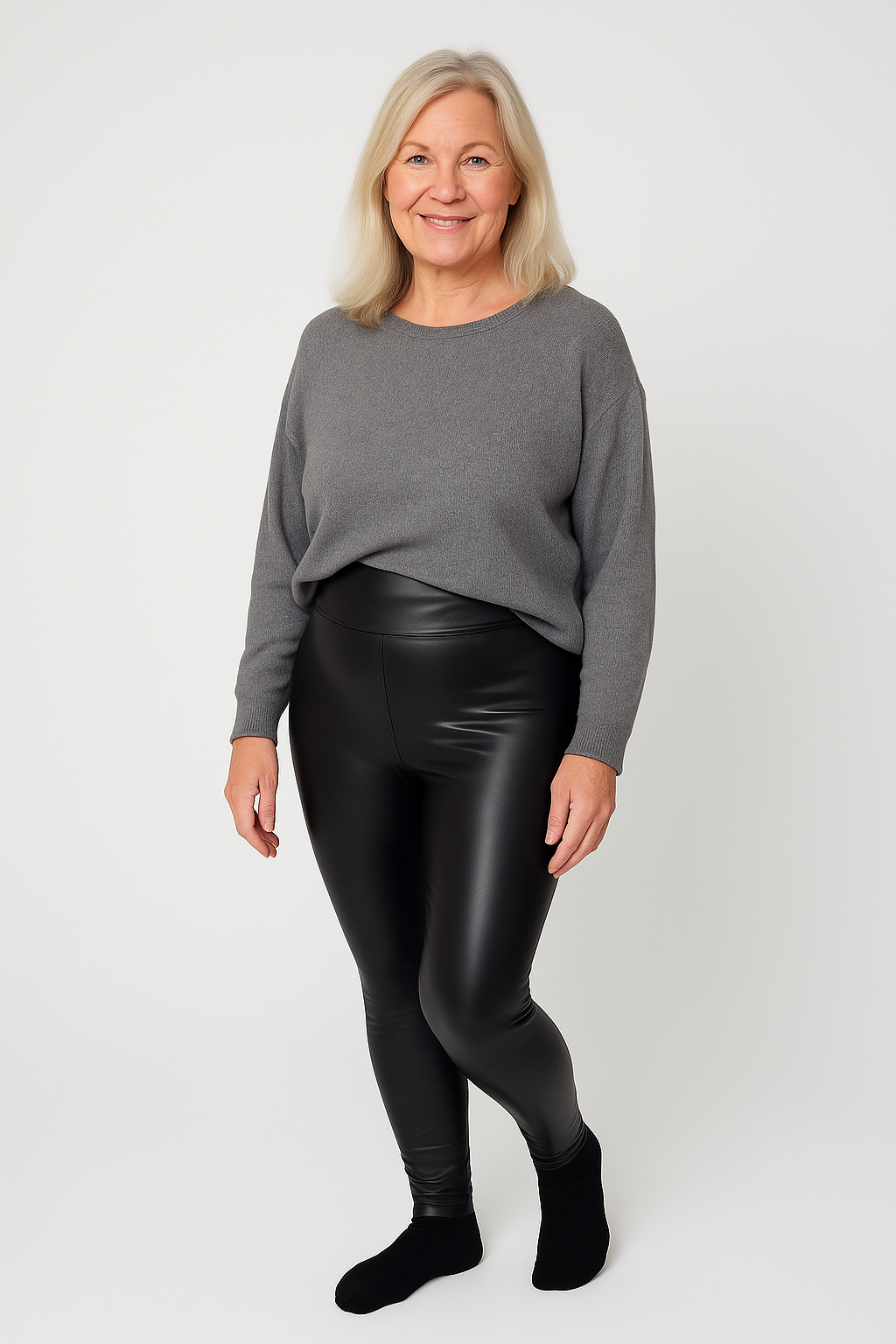 Tekonahkaiset leggingsit mustat Art.