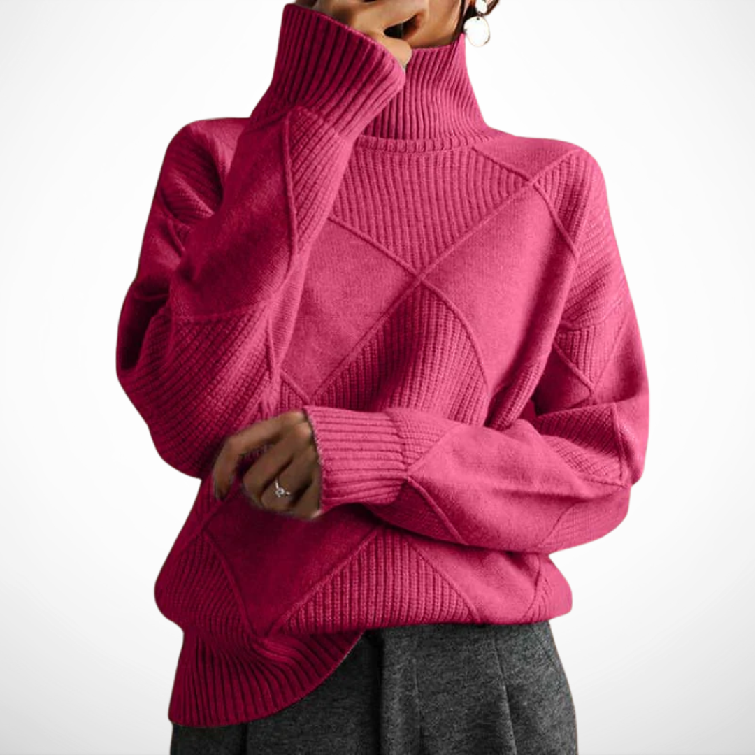 Remmy | Pintakuvioitu poolokauluksinen neulepusero